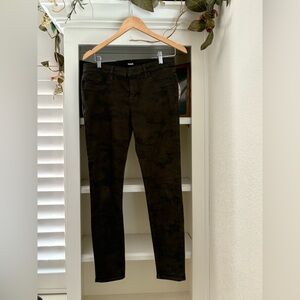 HUDSON Krista Super Skinny Ankle Jeans Dark Green Camo Pants Size 29 made in USA